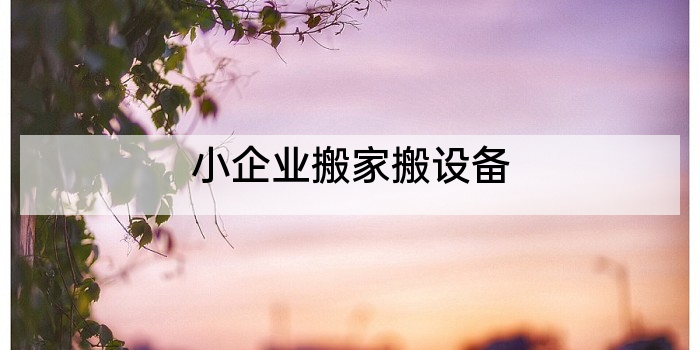 小企业搬家搬设备