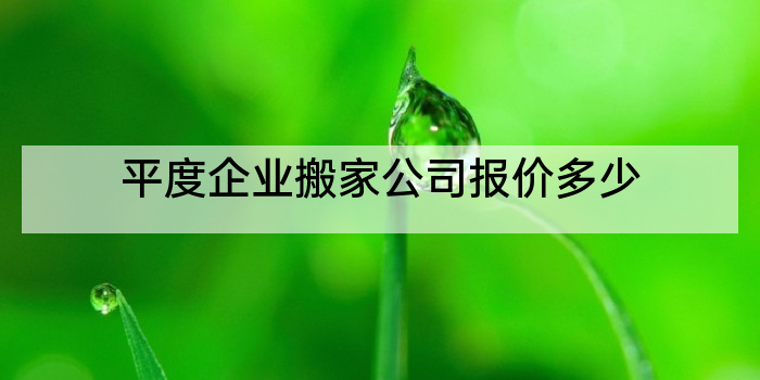 平度企业搬家公司报价多少