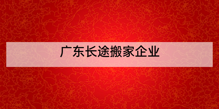广东长途搬家企业